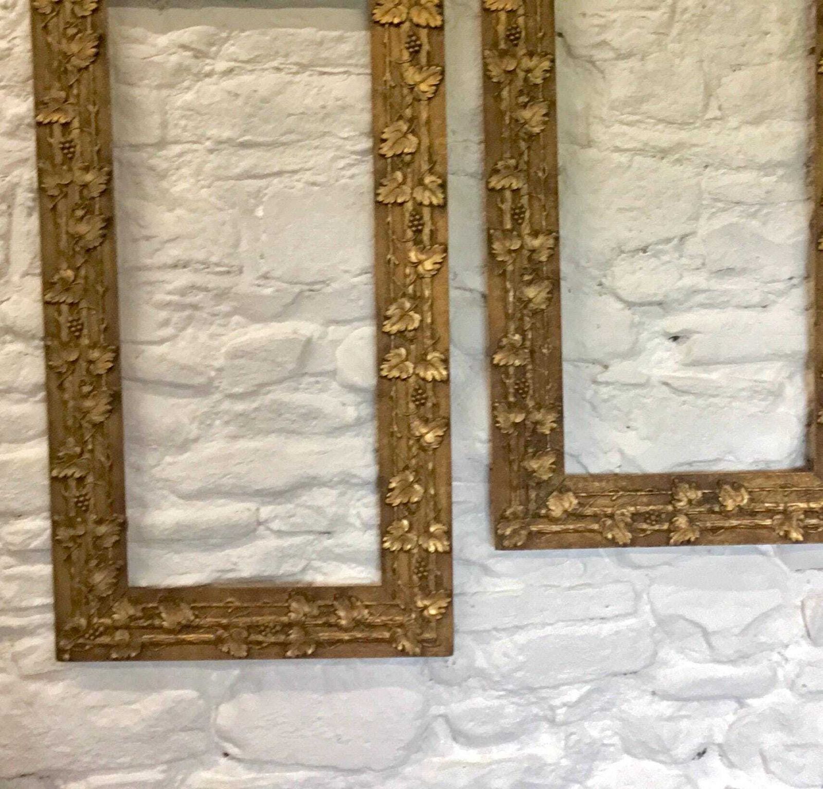 photo furniture Pair Large Antique Arts & Crafts Picture Frames   Gilt/Gesso/Wood