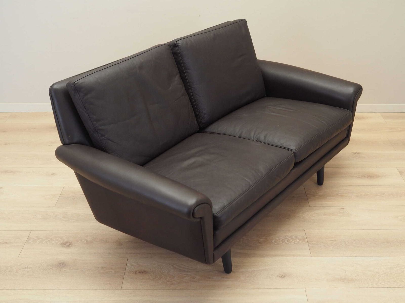 photo for sale Brown Leather Sofa, Danish Design, 1960s, Designer: Aage Christiansen, Manufacture: Erhardsen & Andersen