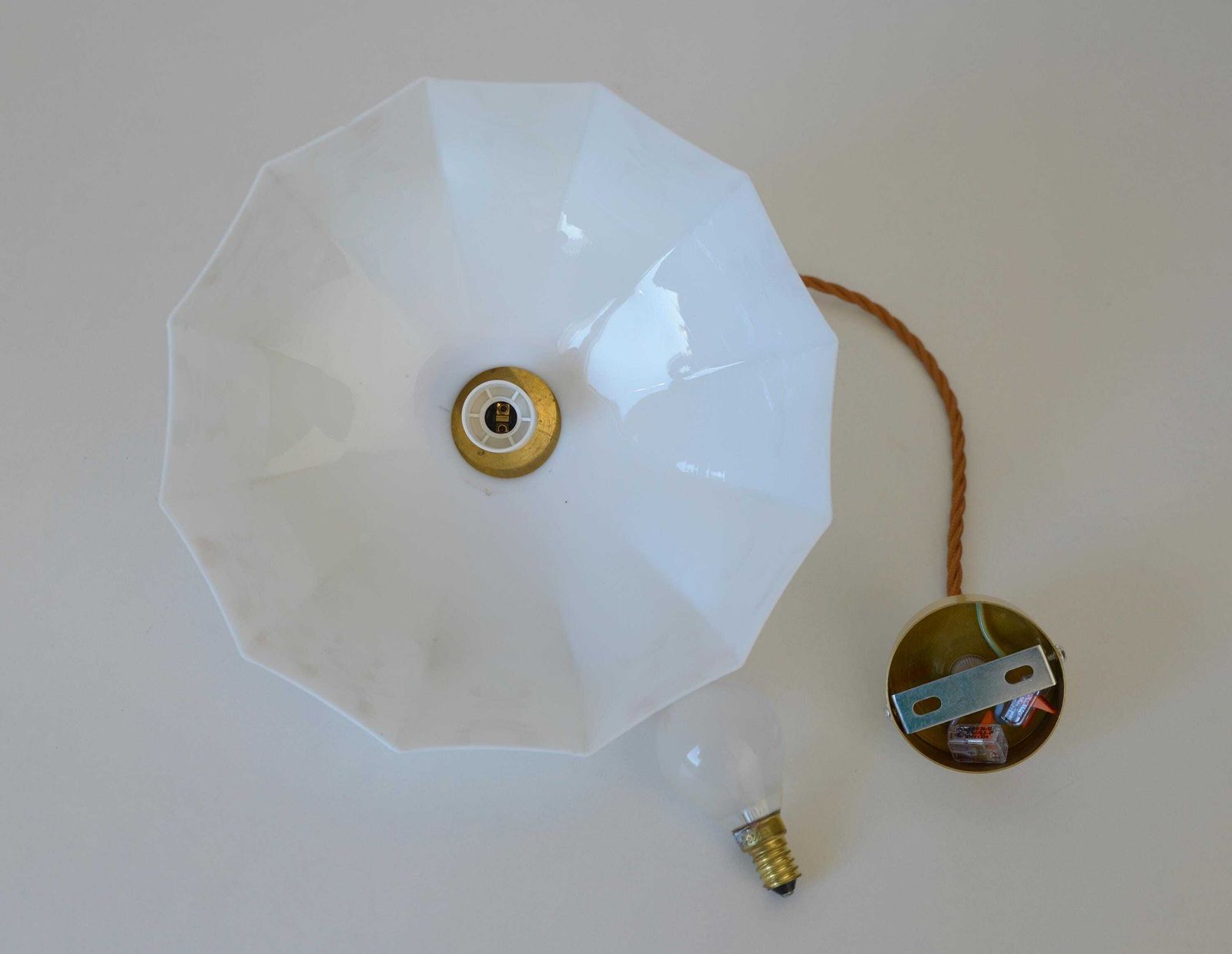 Vintage Pendant Lamp / Retro Kitchen 50's / Mid Century Hanging Lamp / Hand Blown Glass / Glass Chandelier / Light Fixture / Yugoslavia photo vintage