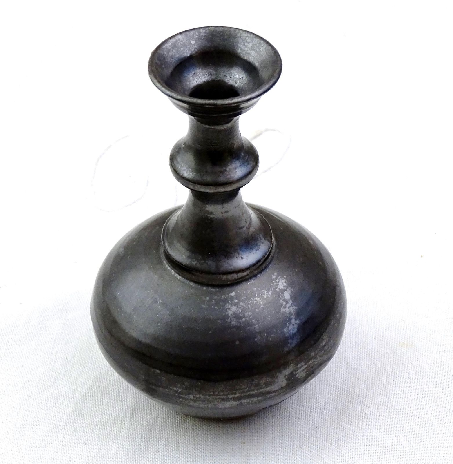 Small Vintage Mid Century Modern Jean Marais Studio Pottery Bud Vase With Black Irradissante Glaze From Vallauris, Retro Mcm 1960s China photo furniture