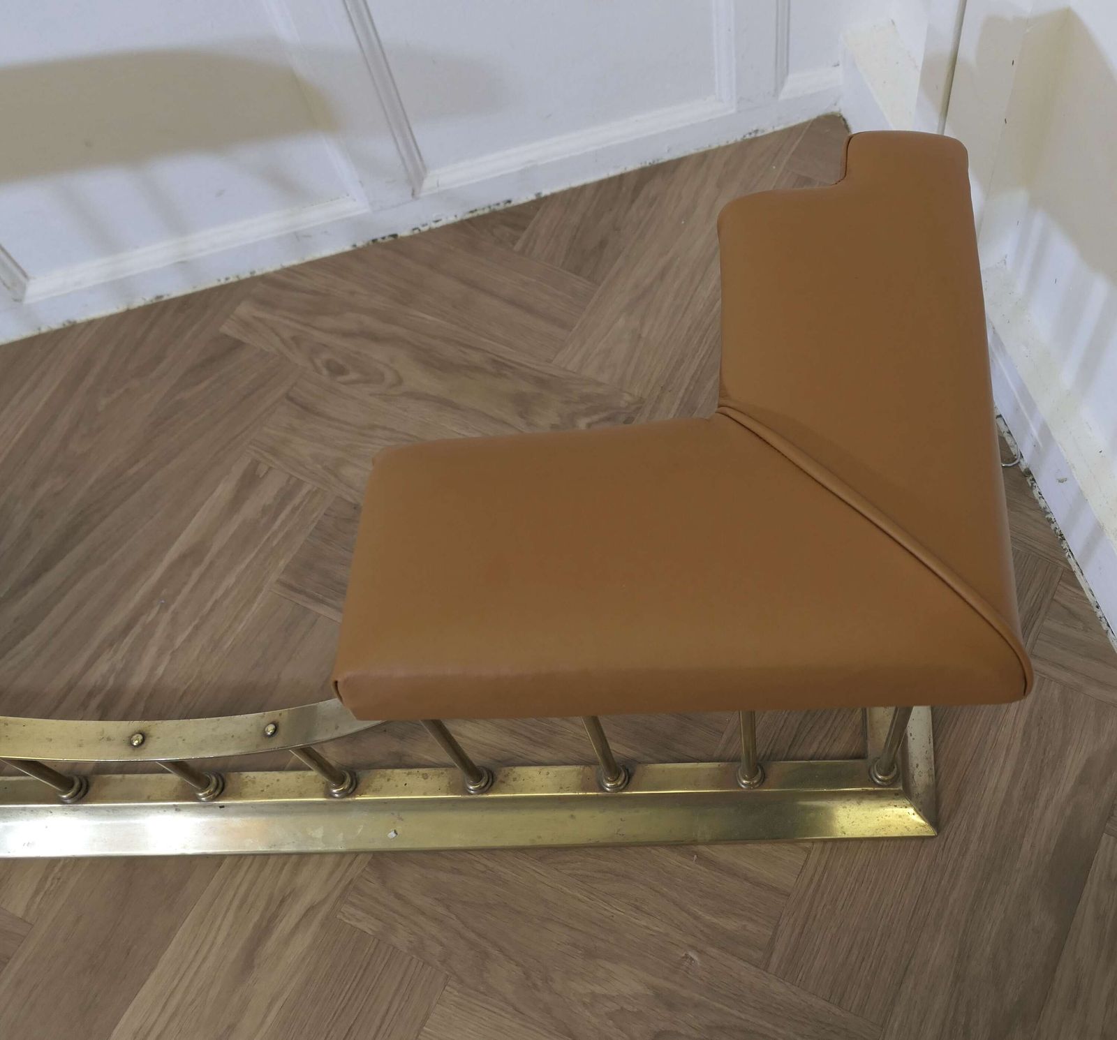 Leather Upholstered Brass Club Fender photo buy