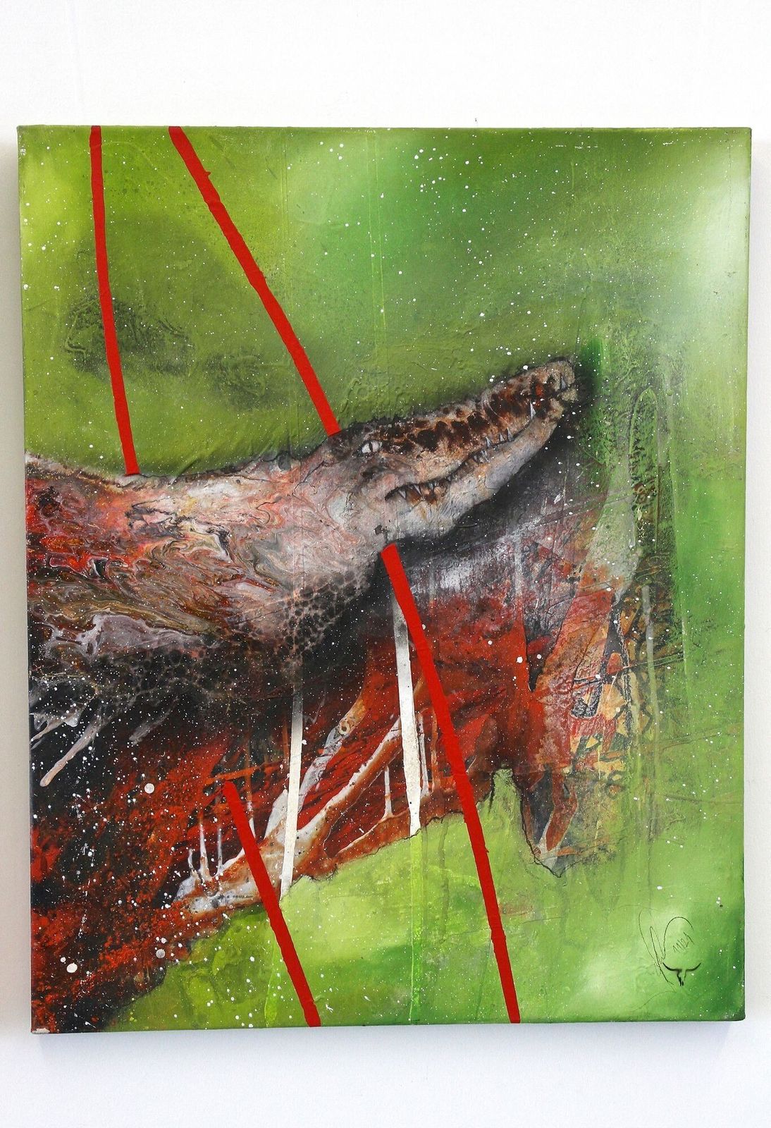 Abstract Two Part Painting "The Alli Gate", Acrylic On Canvas By Ms, At 2021 photo for sale