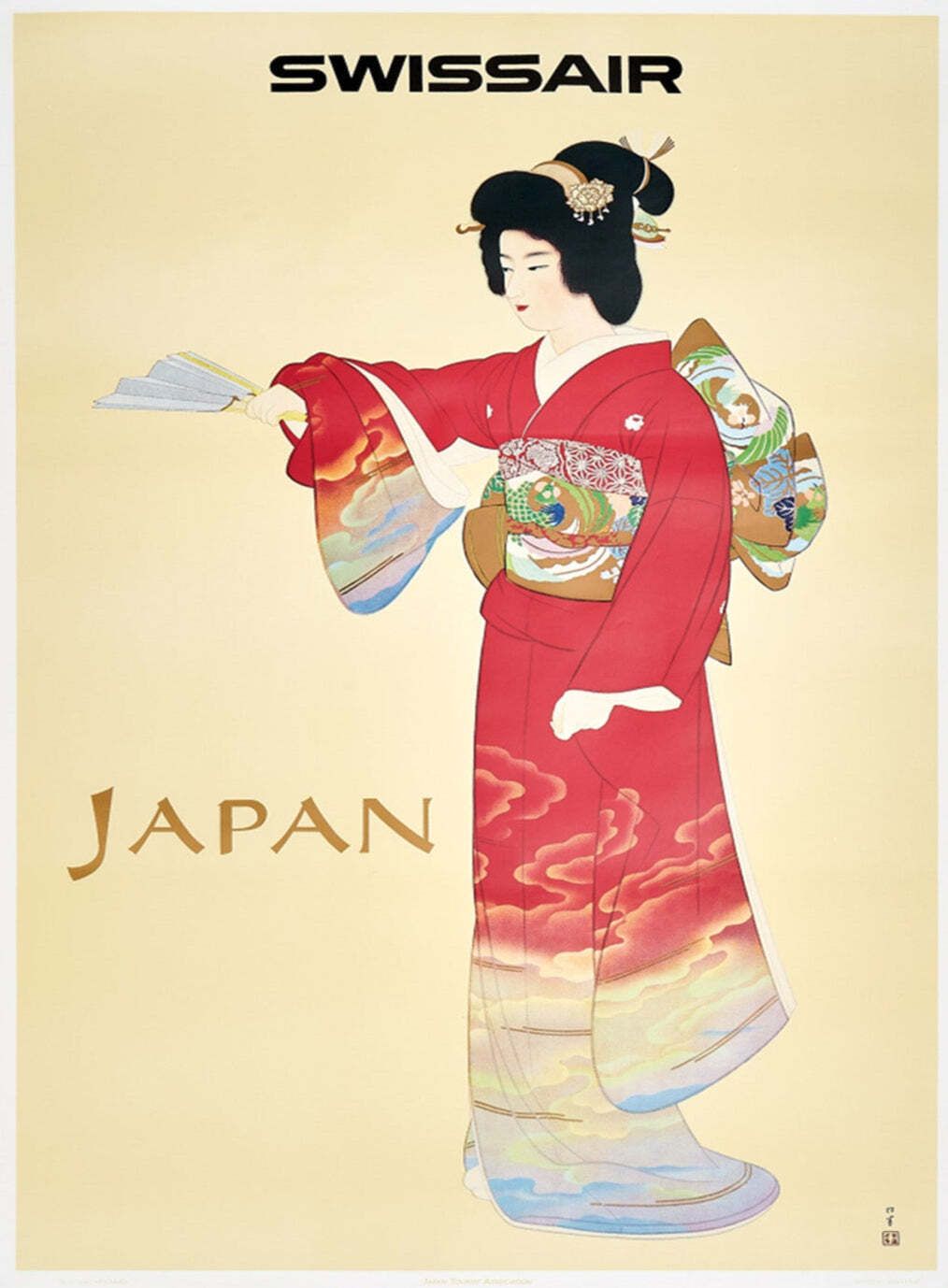 Swissair   Japan Original Vintage Poster