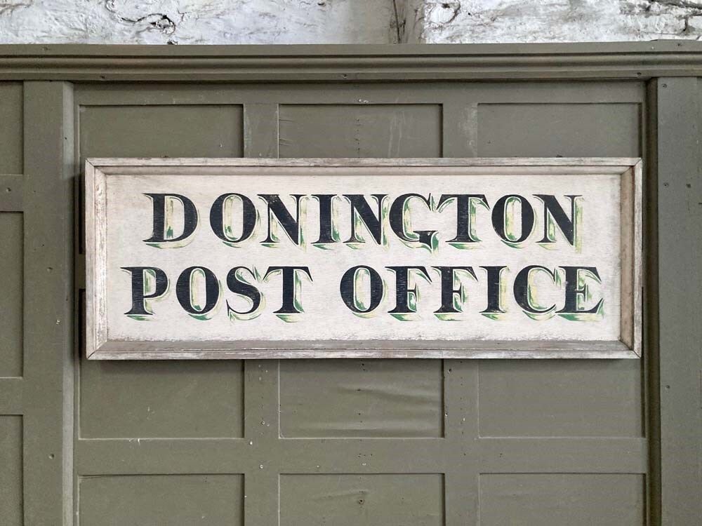 Vintage Painted Wooden Sign   Donington Post Office