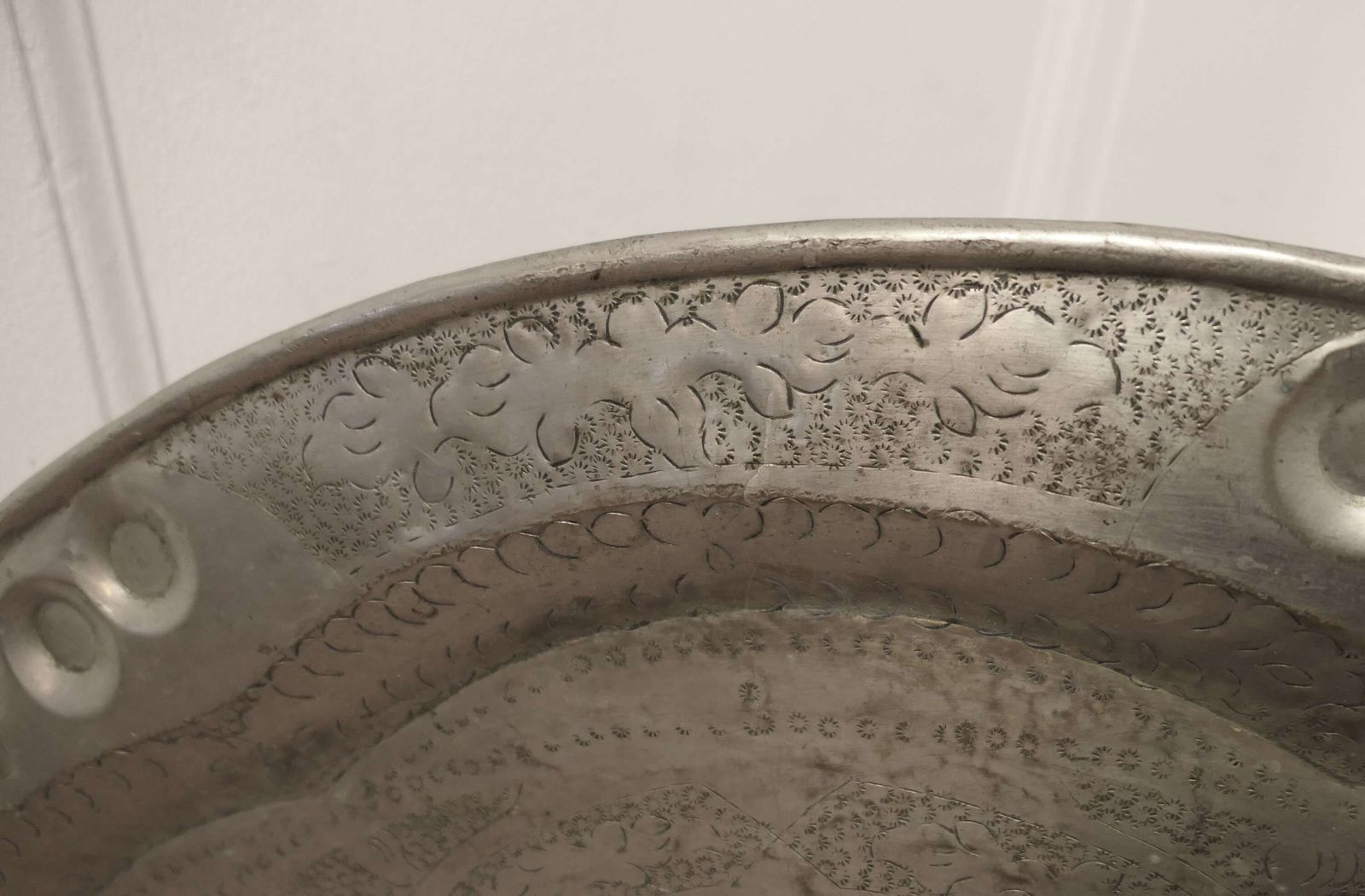 Very Large Arts And Crafts Beaten Pewter Wall Plate photo vinterior