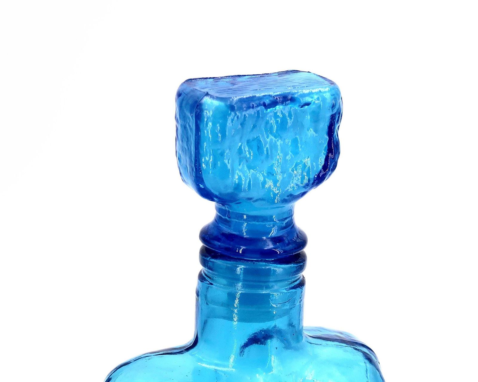 Italiaanse Empoli Blauwe Glazen Geniefles, Karaf, Ca. Jaren 1960 / Made In Italy, Ice photo Woonaccessoires