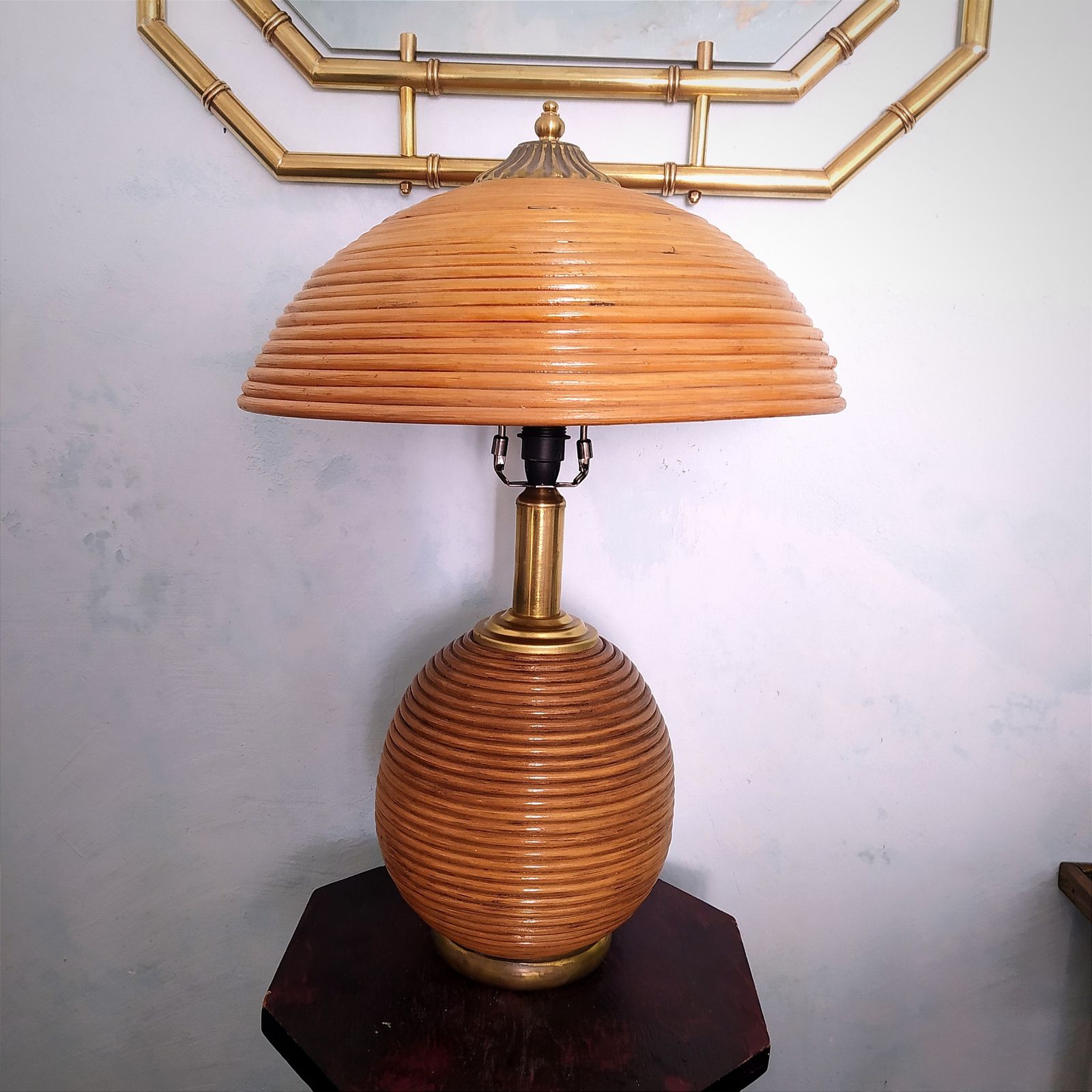 1970's Pencil Reed Table Lamp. photo vintage