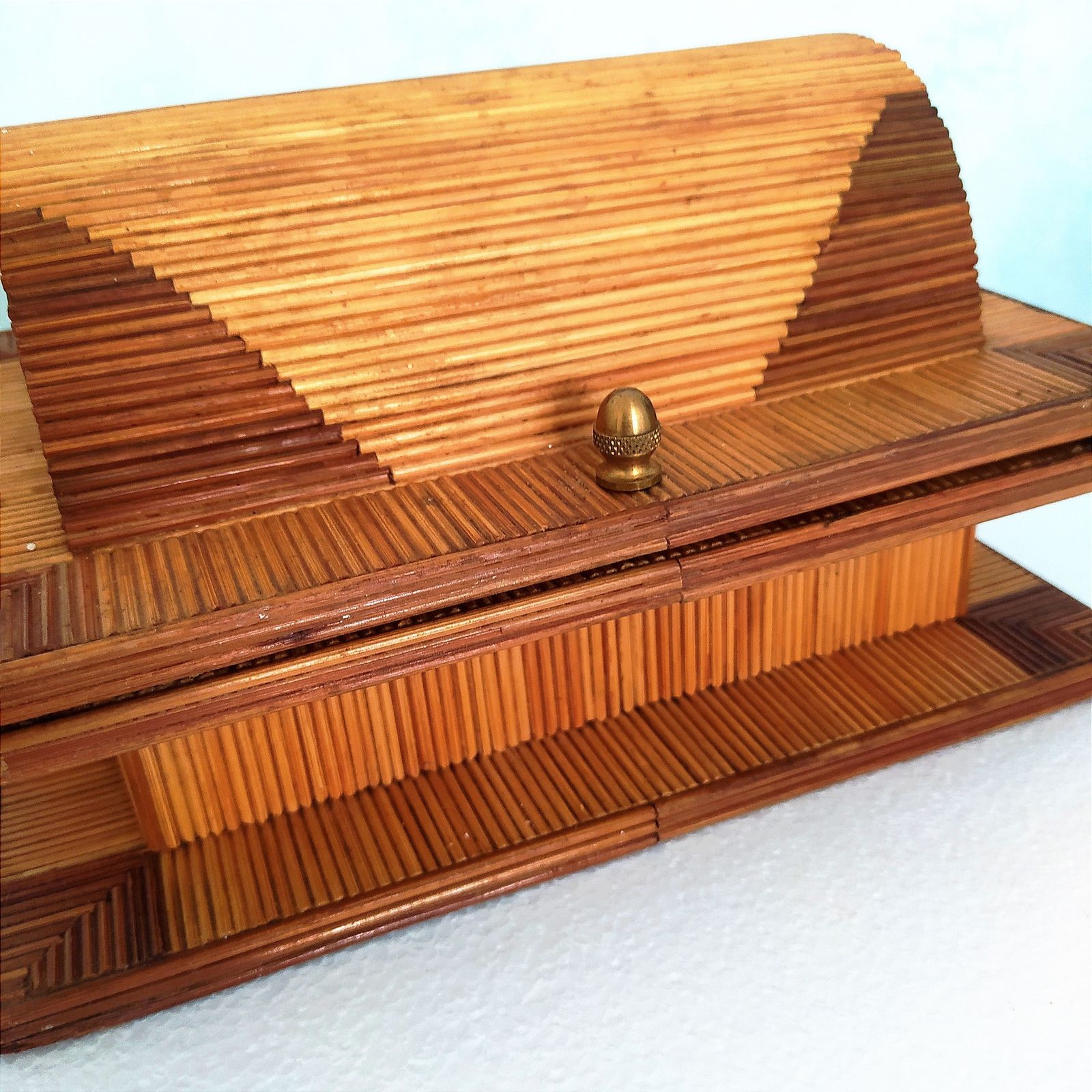 Home Decor Mid Century Arts And Crafts Skewer Stick Jewellery Box photo