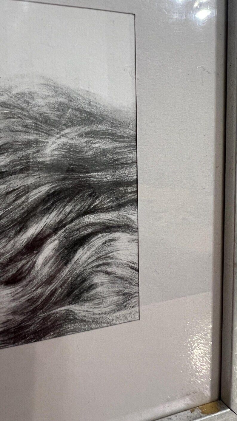 Contemporary Pencil Drawing Of Flowing Hair, Framed And Glazed photo Art