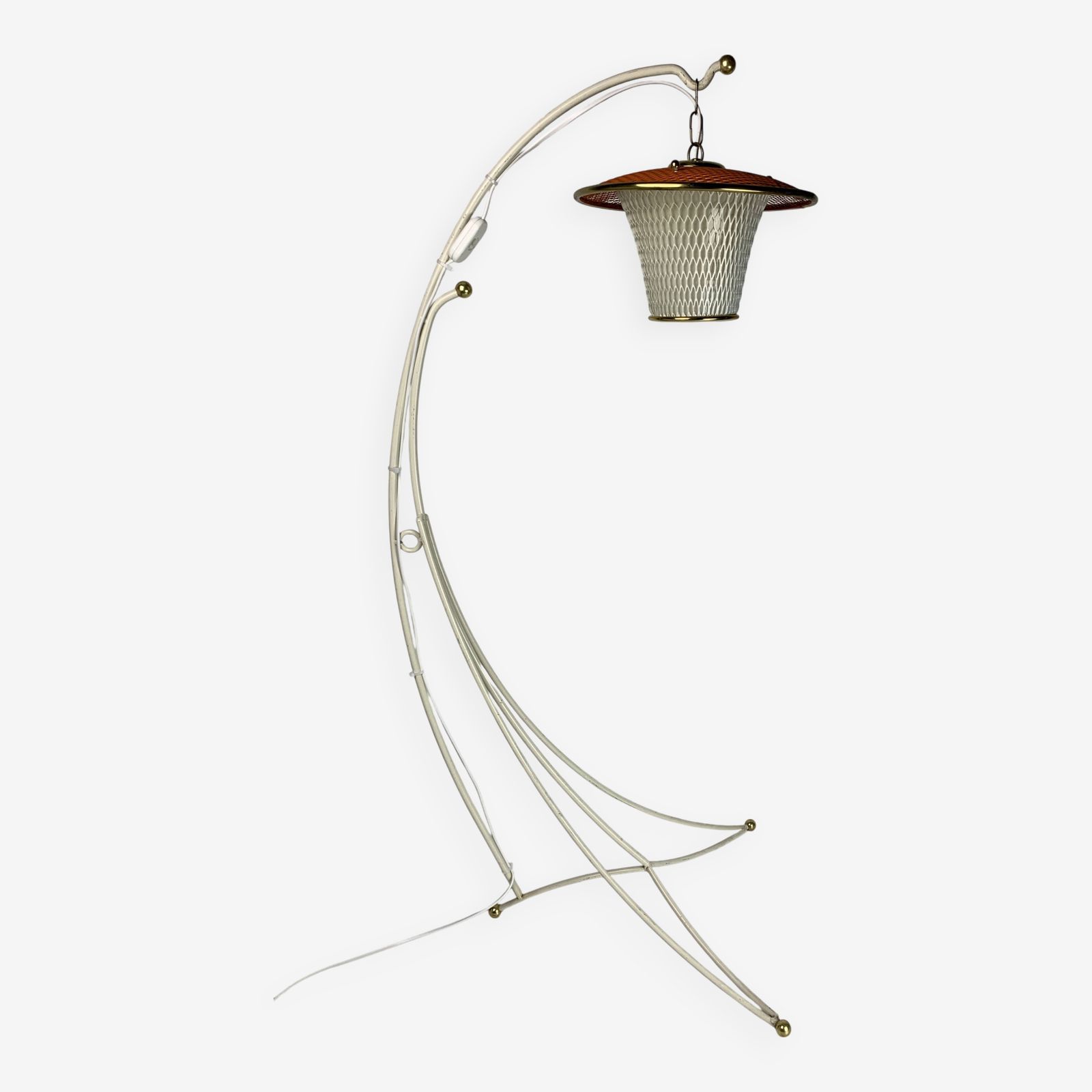 Midcentury French Rockabilly Lantern Low Floor Lamp, 1950s
