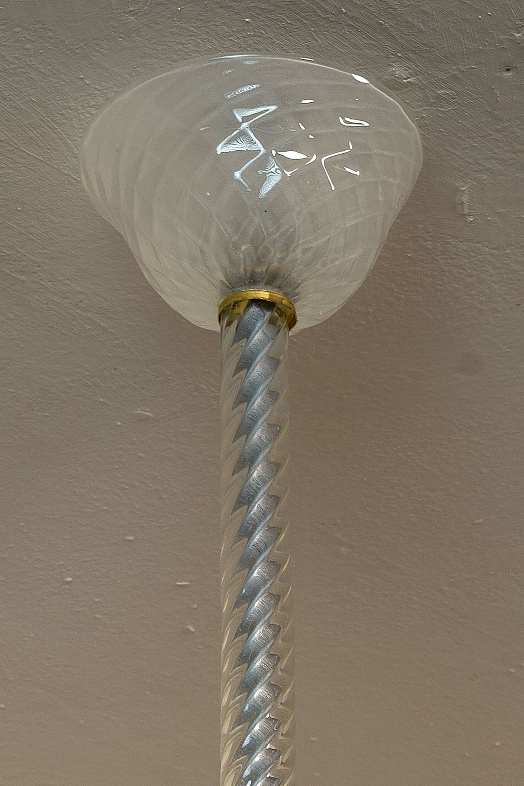 Three Light Art Deco Blown Glass Chandelier From Murano photo vintage