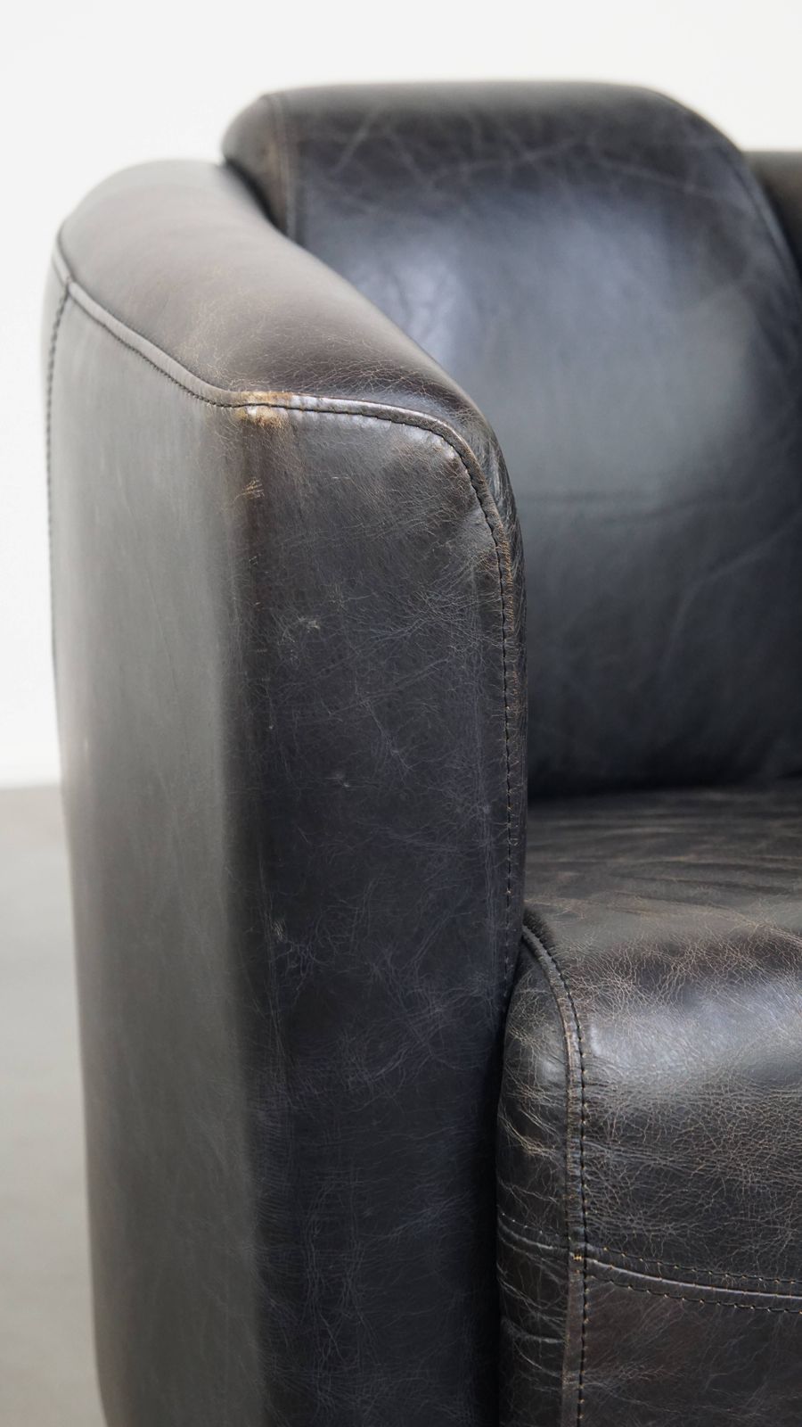 photo for sale Black Cowhide Aviator Armchair With A Sleek Design And A Nice Shape