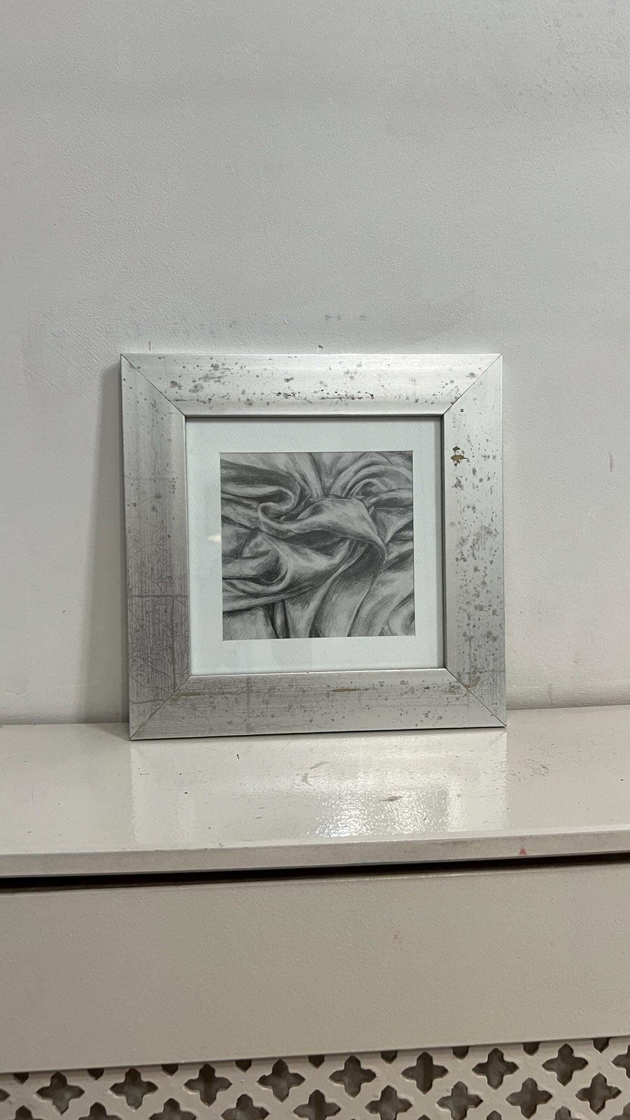Contemporary Pencil Drawing Of Draped Fabric, Framed And Glazed photo furniture