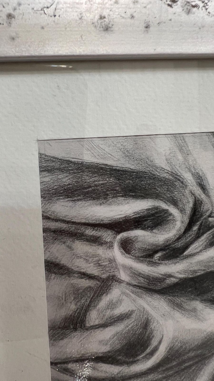 Contemporary Pencil Drawing Of Draped Fabric, Framed And Glazed photo 129.0