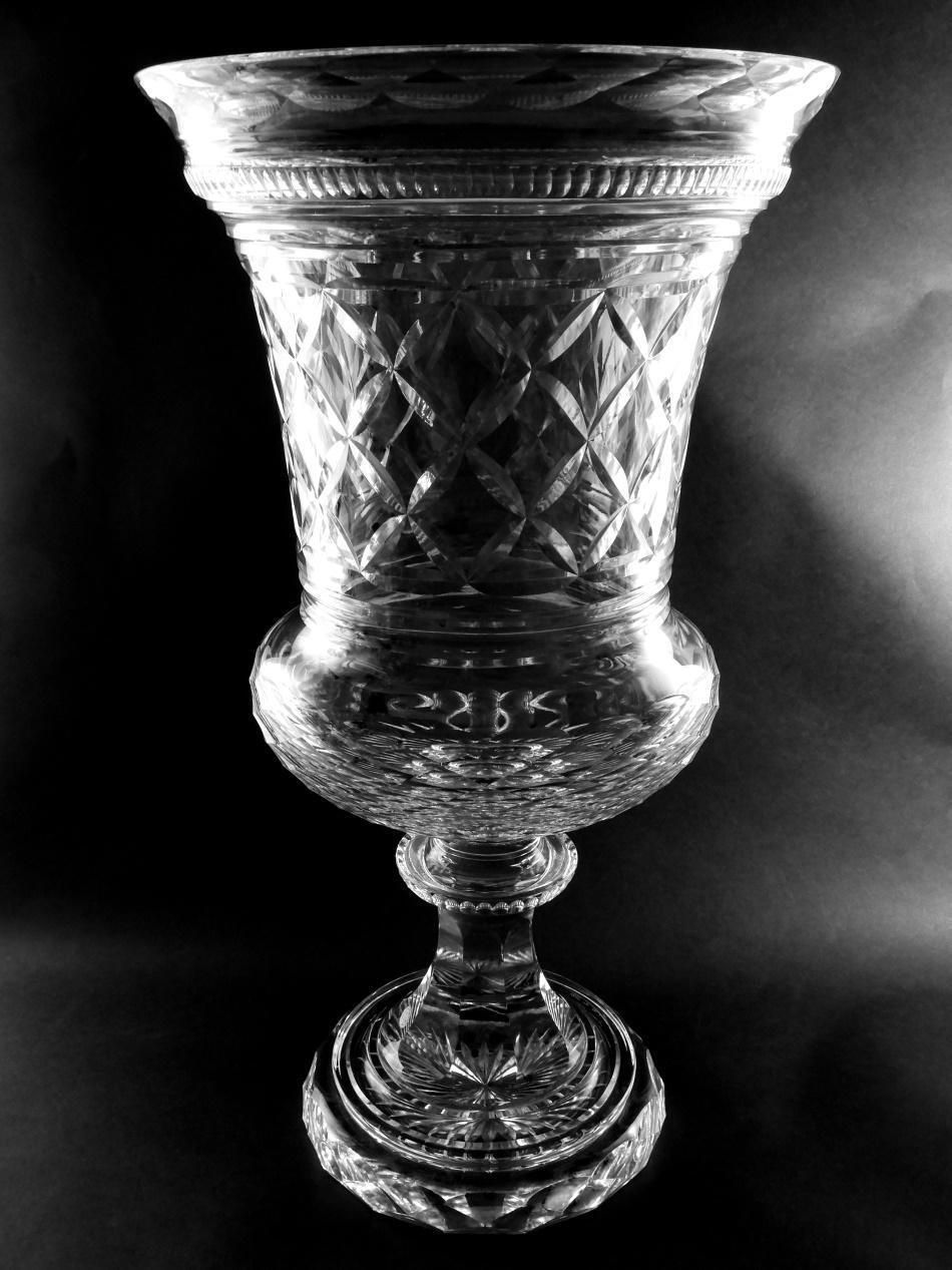 Florentine Renaissance Style Huge Italian Cut And Ground Crystal Medici Vase photo 3379.0