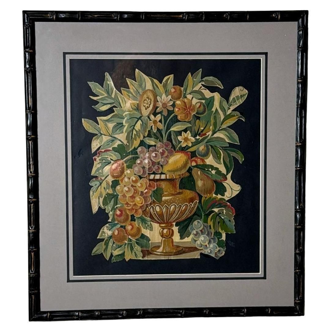 Painting Cutout Oil On Canvas Framed With Faux Bamboo Wood  03