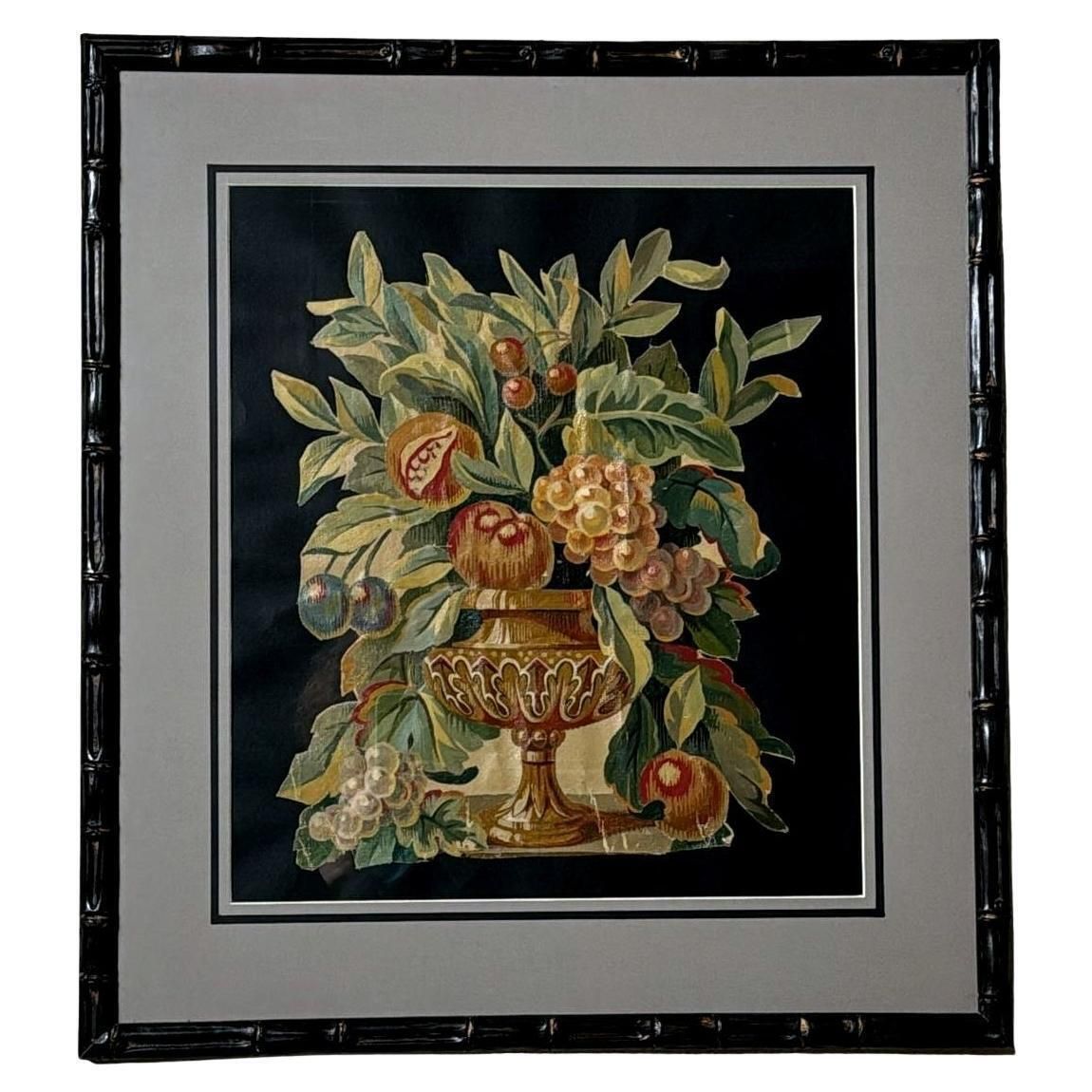 Painting Cutout Oil On Canvas Framed With Faux Bamboo Wood  02