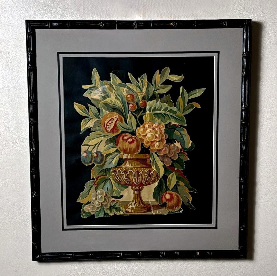Painting Cutout Oil On Canvas Framed With Faux Bamboo Wood  02 photo furniture