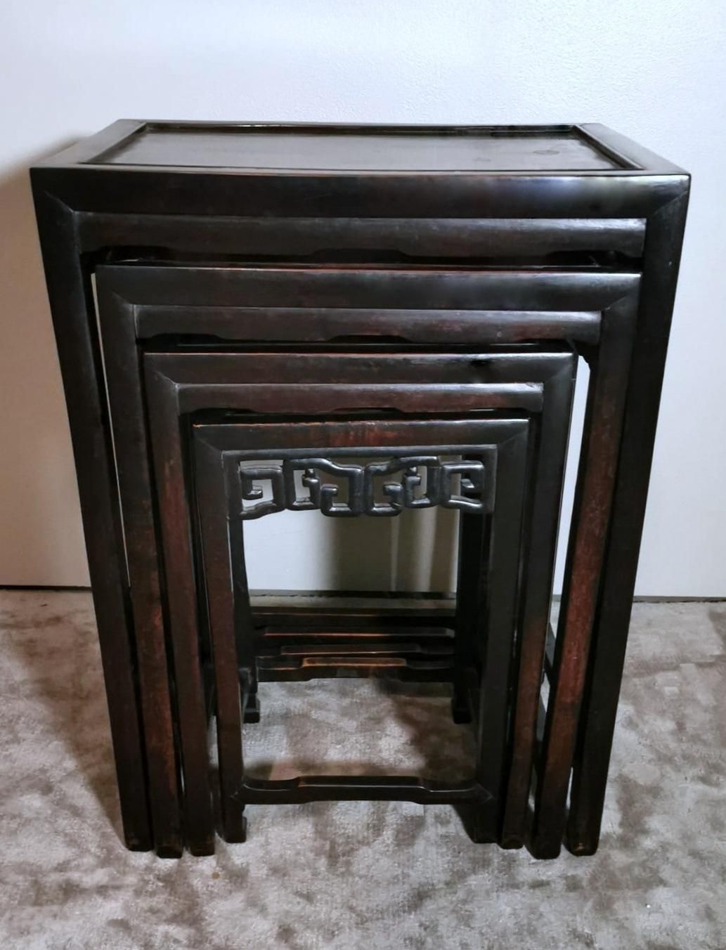 Qing Dynasty Style Set Of 4 Chinese Wooden Nesting Side Tables photo buy