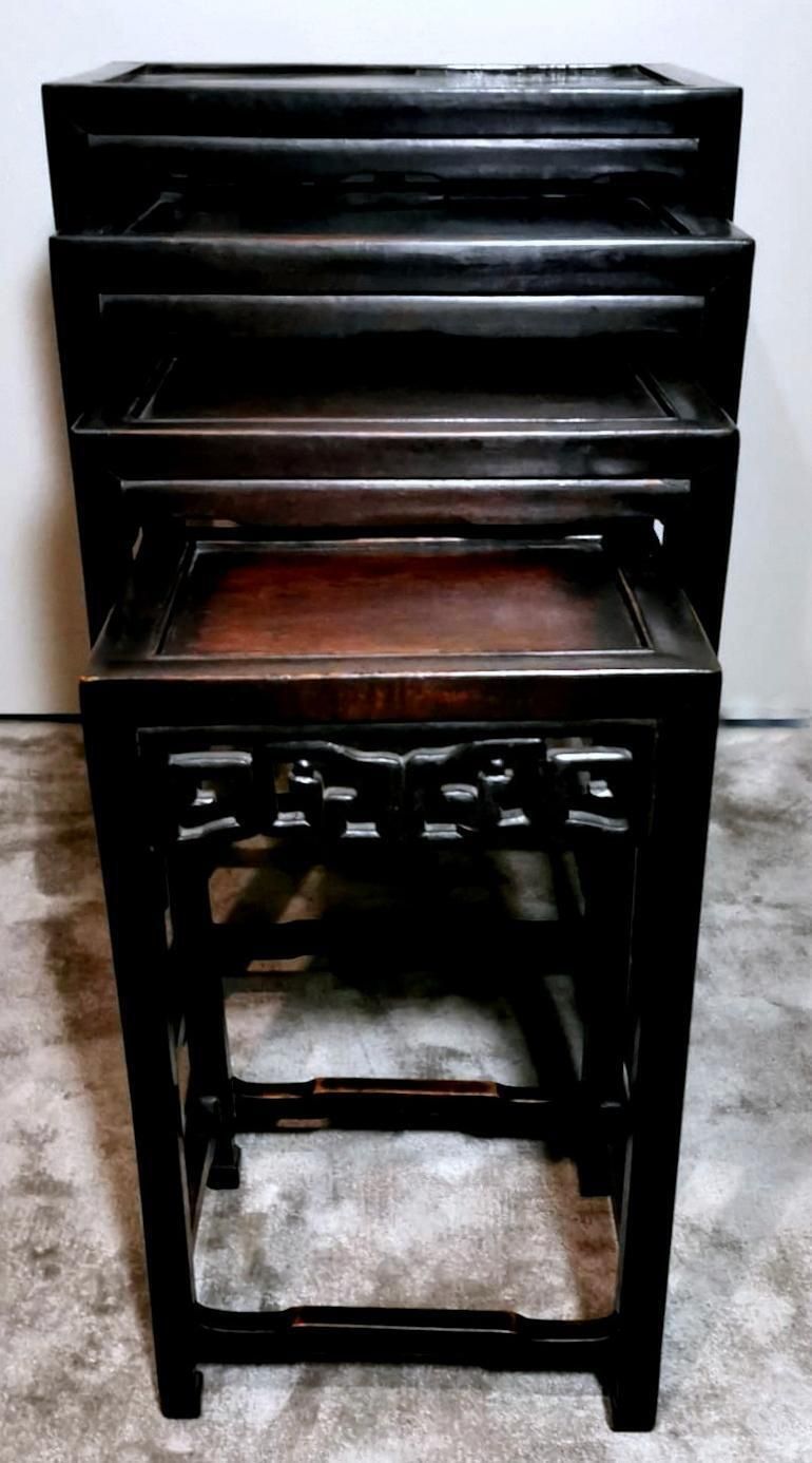 photo for sale Qing Dynasty Style Set Of 4 Chinese Wooden Nesting Side Tables