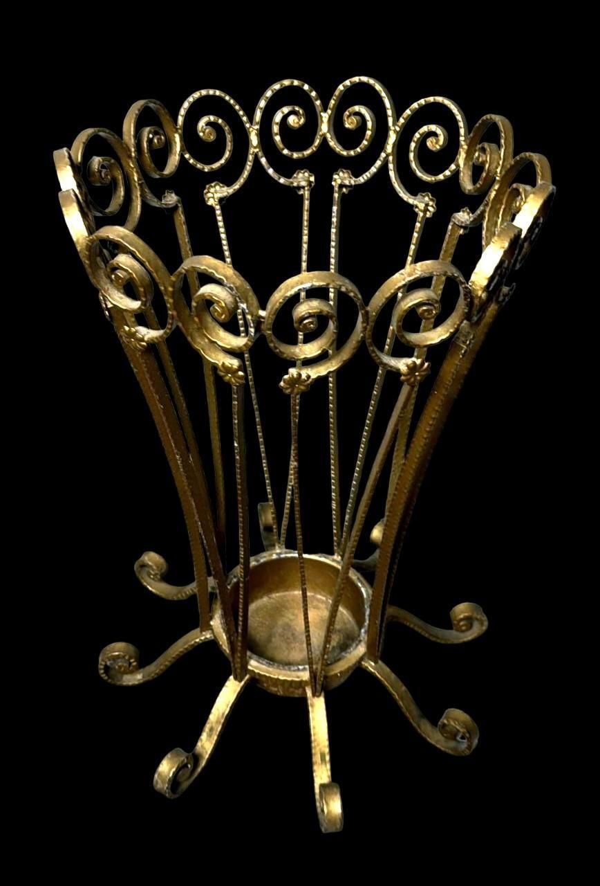 Pier Luigi Colli Style Gilded Wrought Iron Umbrella Stand photo 743.0