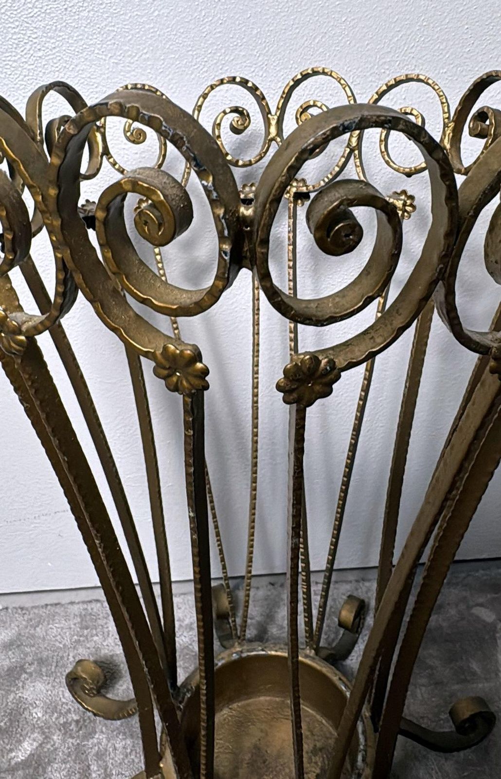 743.0 Pier Luigi Colli Style Gilded Wrought Iron Umbrella Stand photo