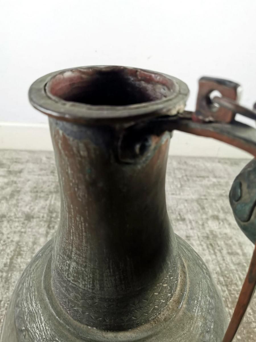 photo furniture Antique Spanish Copper Jug With Lid All Hand Forged With A Beautiful Patina