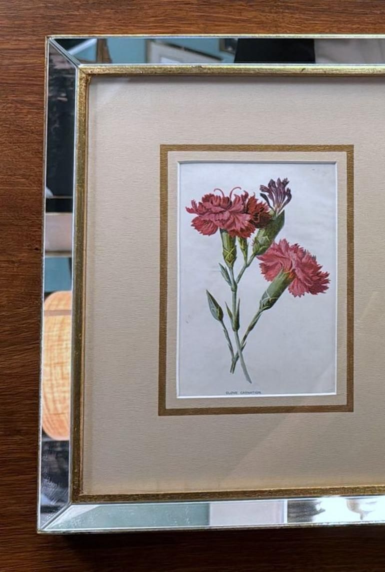 Italian Mirror Frame With English Chromolithographic Floral Prints   04 photo Art