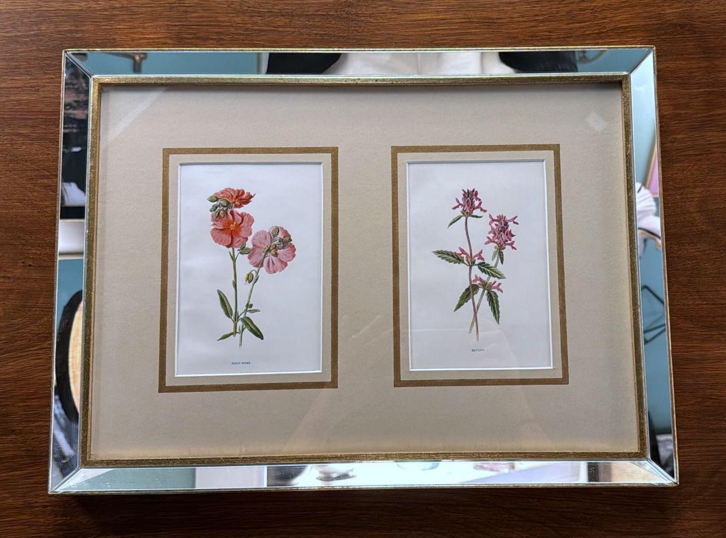 Italian Mirror Frame With English Chromolithographic Floral Prints   03 photo furniture