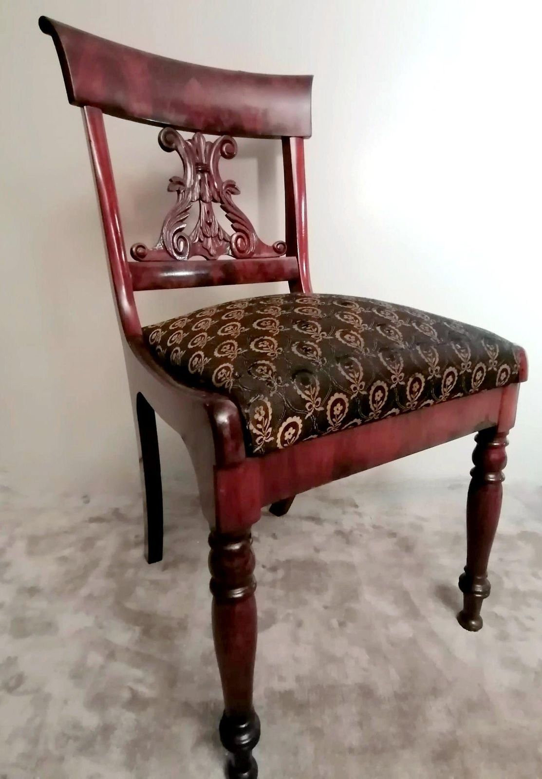Biedermeier Style Danish Chair In Wood And Fabric photo furniture