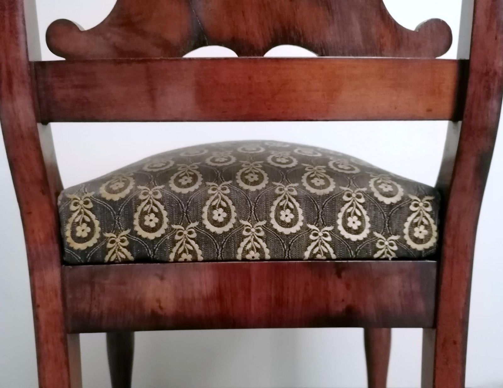 Biedermeier Style Danish Chair In Wood And Fabric photo vintage