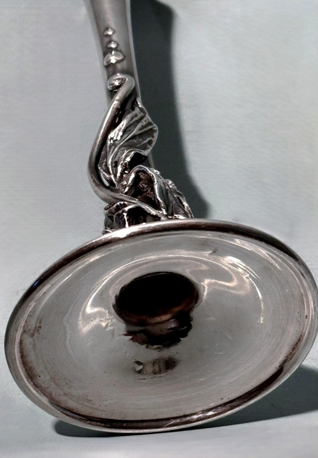 photo for sale Murano "Pulegoso" Italian Glass Chalice With Art Nouveau Silver Stem