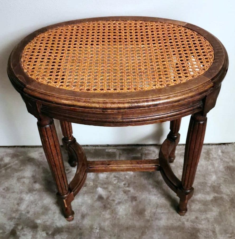 Louis XVI Style French Bench With "Vienna Straw" Seat photo vintage