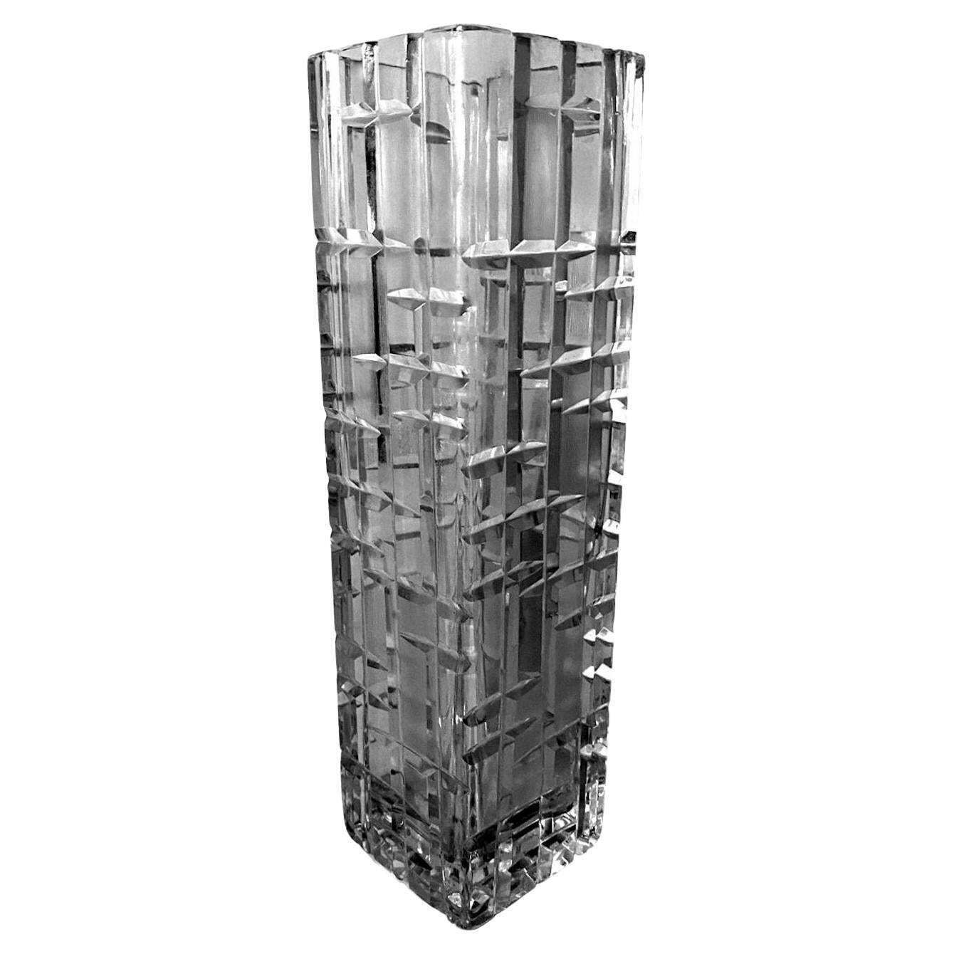 Italian Craftsmanship Hand Cut And Hand Polished Beveled Crystal Vase