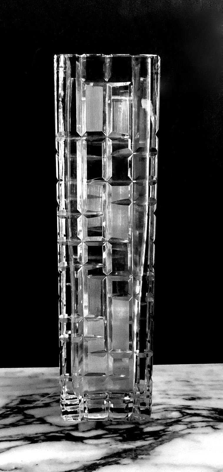 Italian Craftsmanship Hand Cut And Hand Polished Beveled Crystal Vase photo vintage