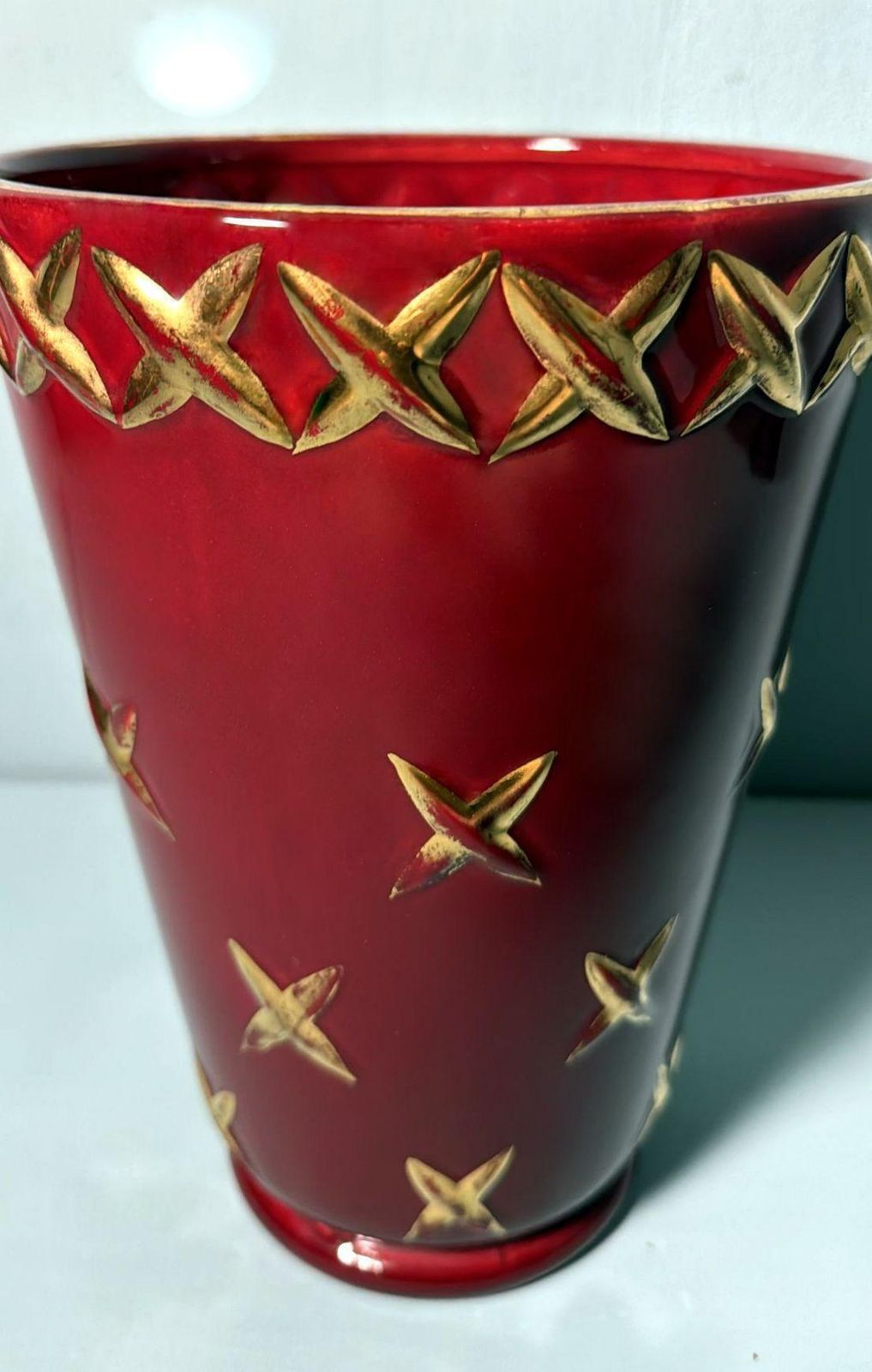 Saint Clement Blanche Letalle French Art Deco Vase In Ceramic And Pure Gold photo 574.0