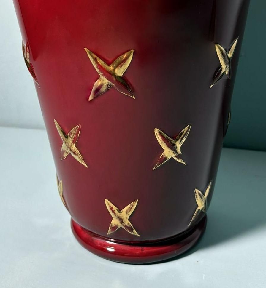 photo furniture Saint Clement Blanche Letalle French Art Deco Vase In Ceramic And Pure Gold