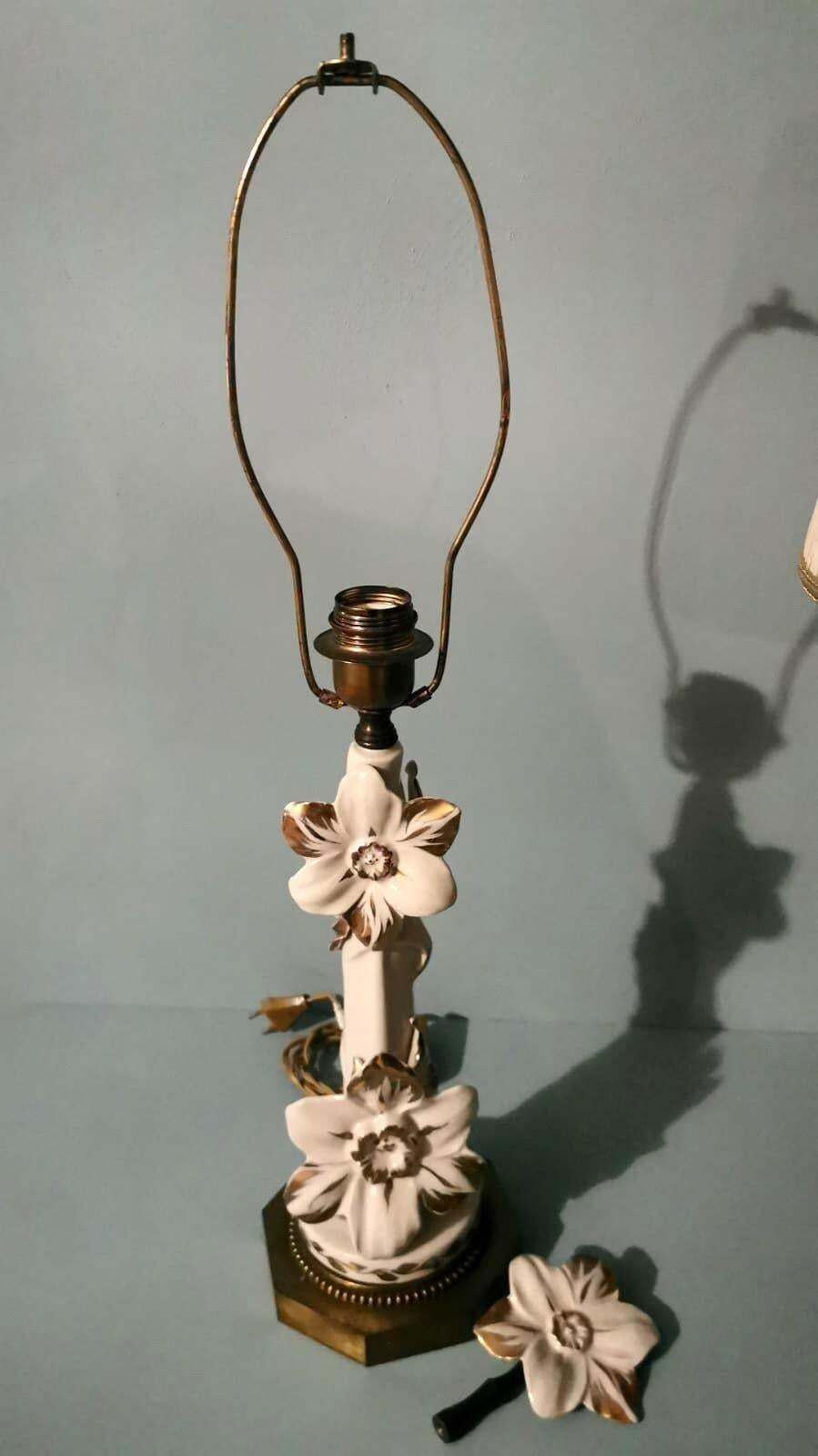 Art Noveau Pair Of French Porcelain Lamps Color Ivory And Pure Gold photo buy