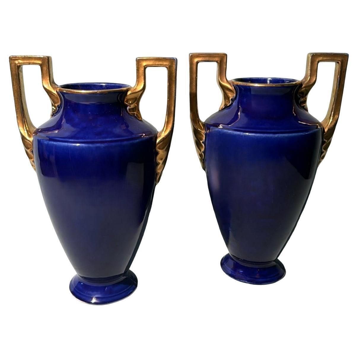 Orchies Ceramics Factory Pair Of French Art Deco Ceramic Vases