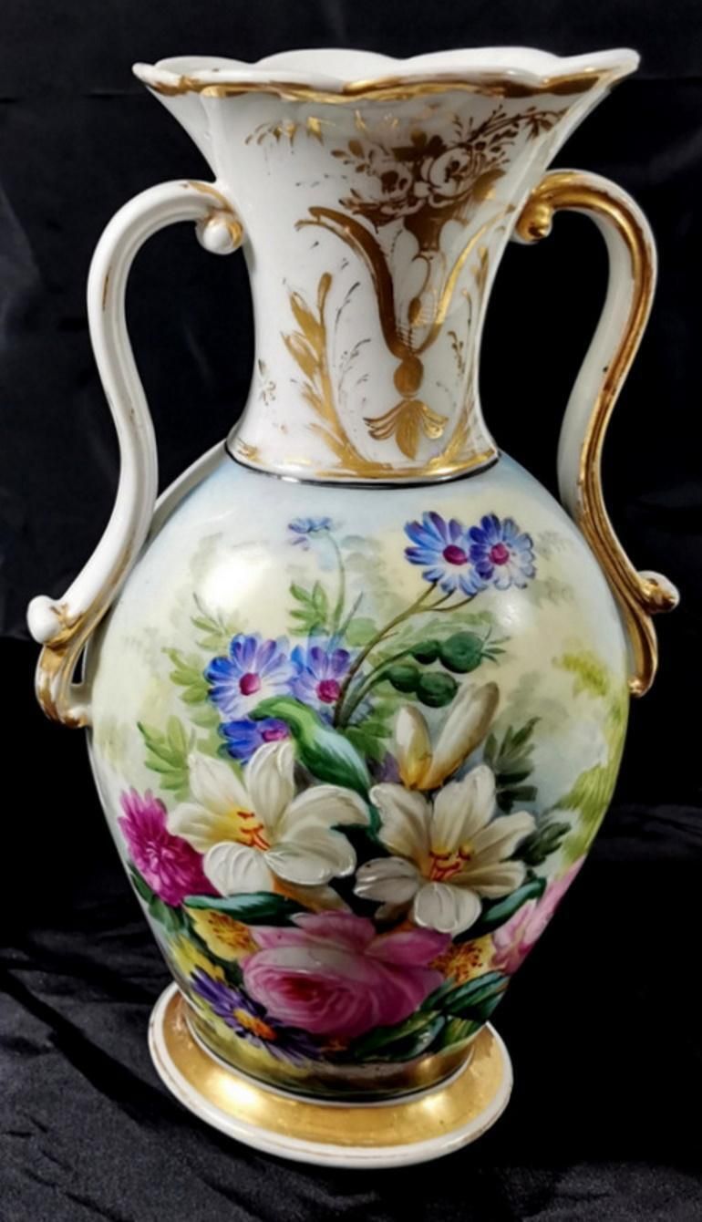 photo furniture Porcelain De Paris Napoleon III Pair Of French Hand Painted Vases