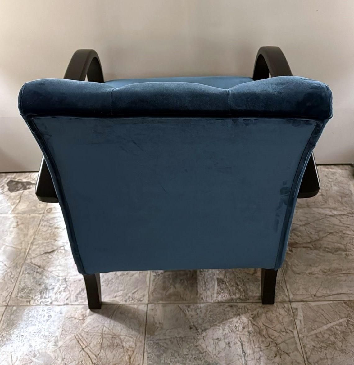 photo for sale Halabala Style Czechoslovakian Art Deco Velvet Armchair