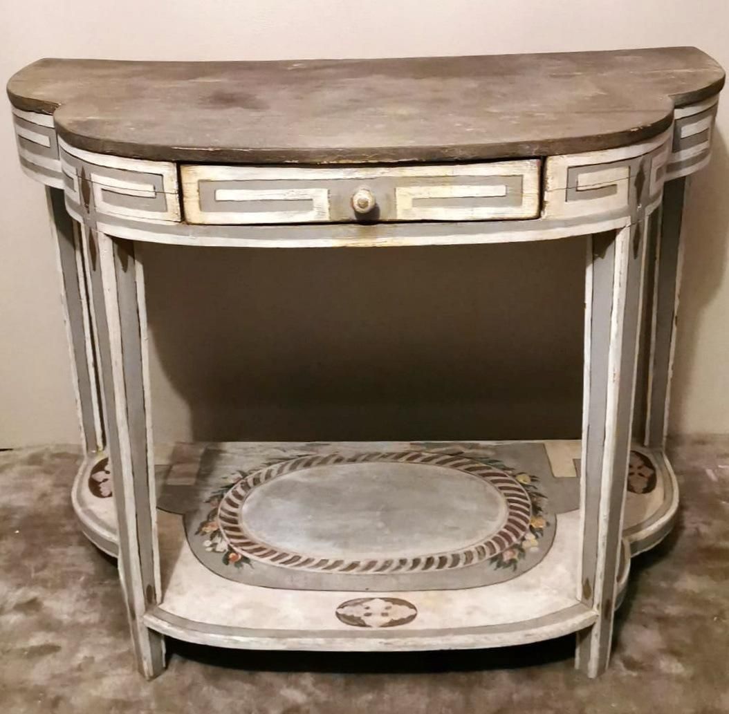 Louis XV Style French Wood Console Table With White Matte Lacquer Finish photo furniture