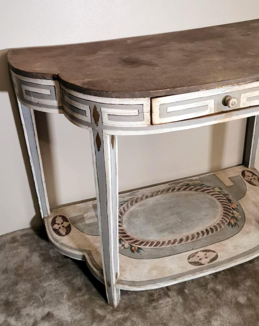 Louis XV Style French Wood Console Table With White Matte Lacquer Finish photo vinterior