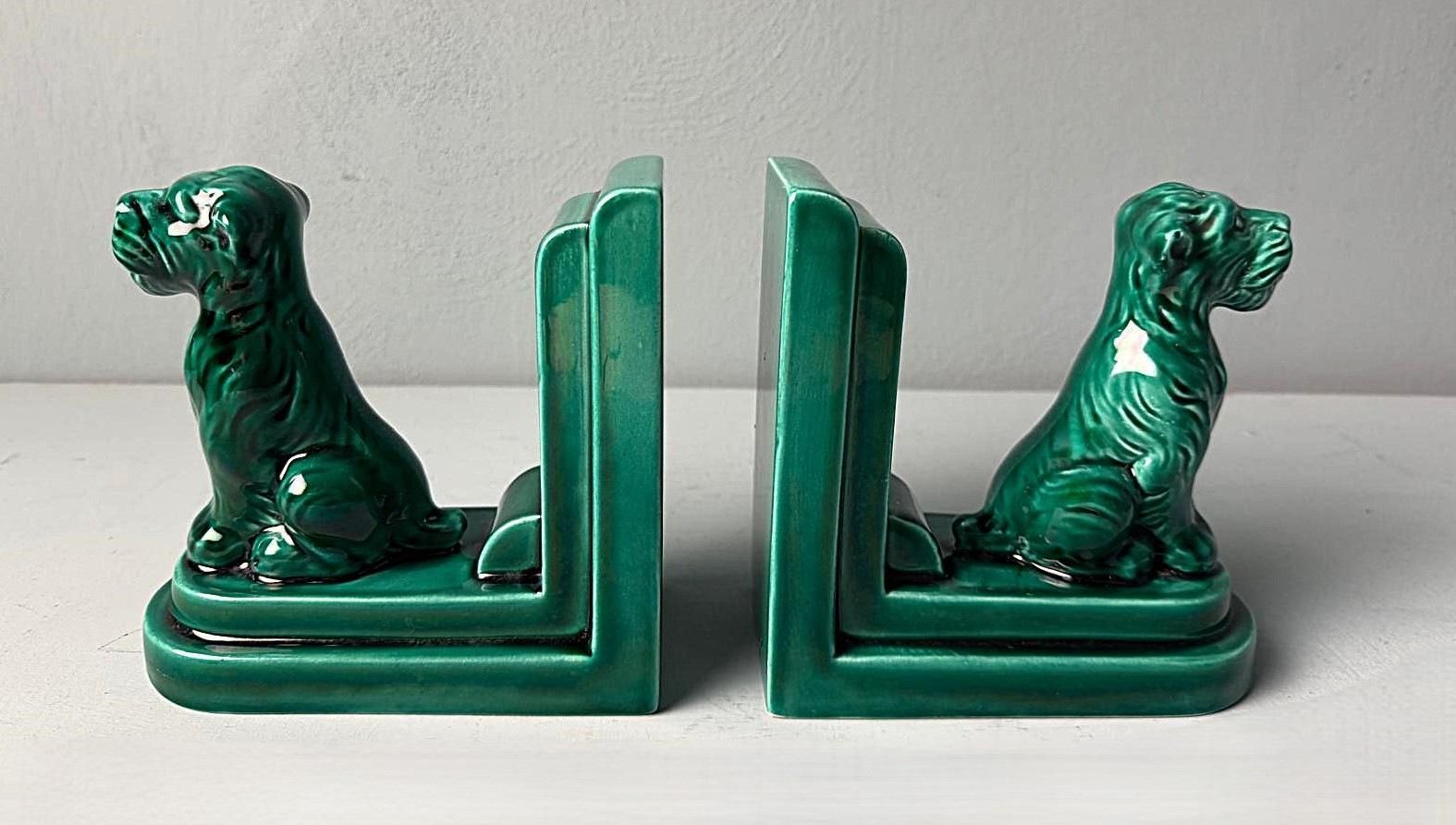 Art Deco Pair Of French Ceramic Bookends In Saint Clément Style photo furniture