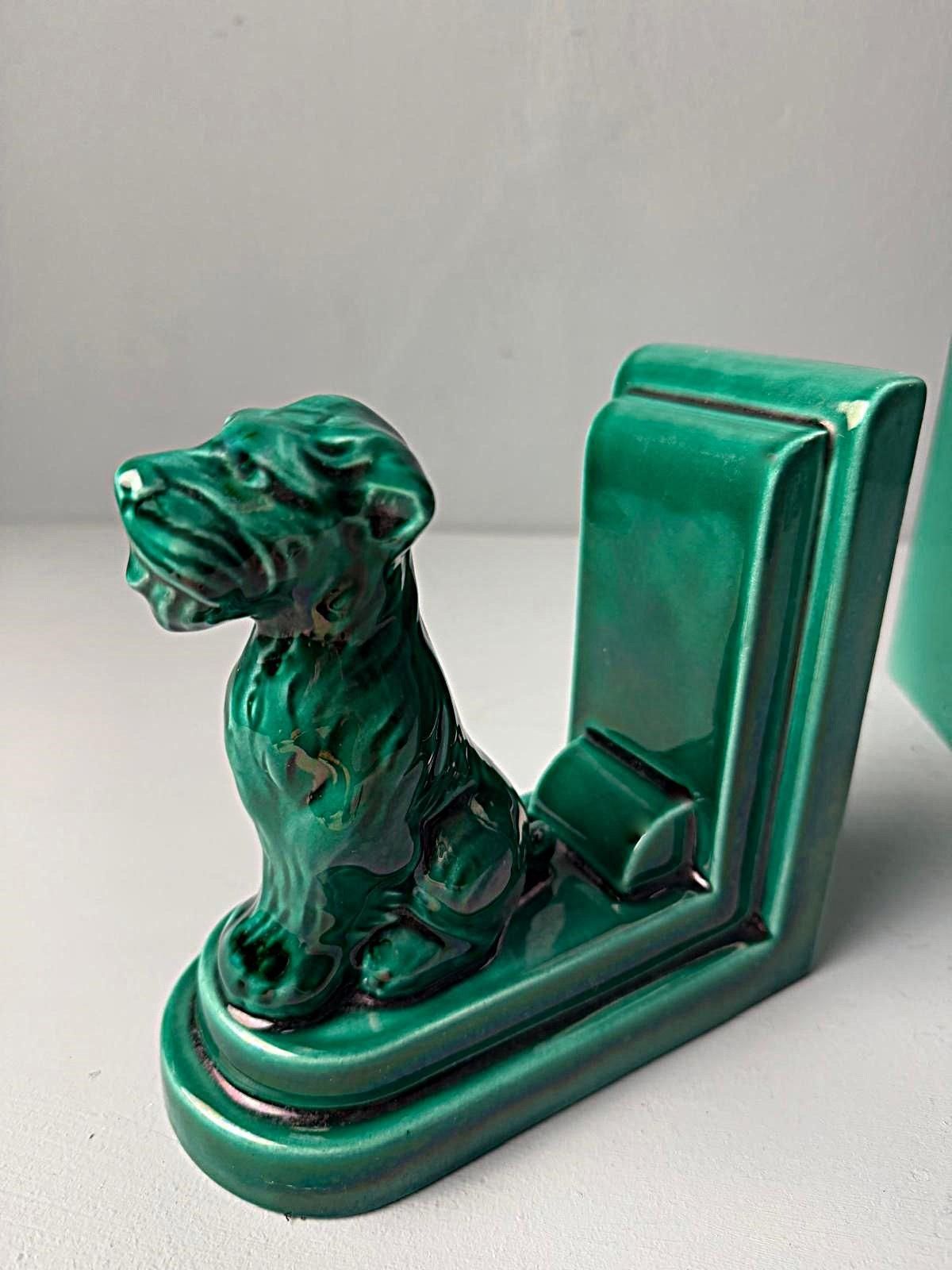 Home Decor Art Deco Pair Of French Ceramic Bookends In Saint Clément Style photo