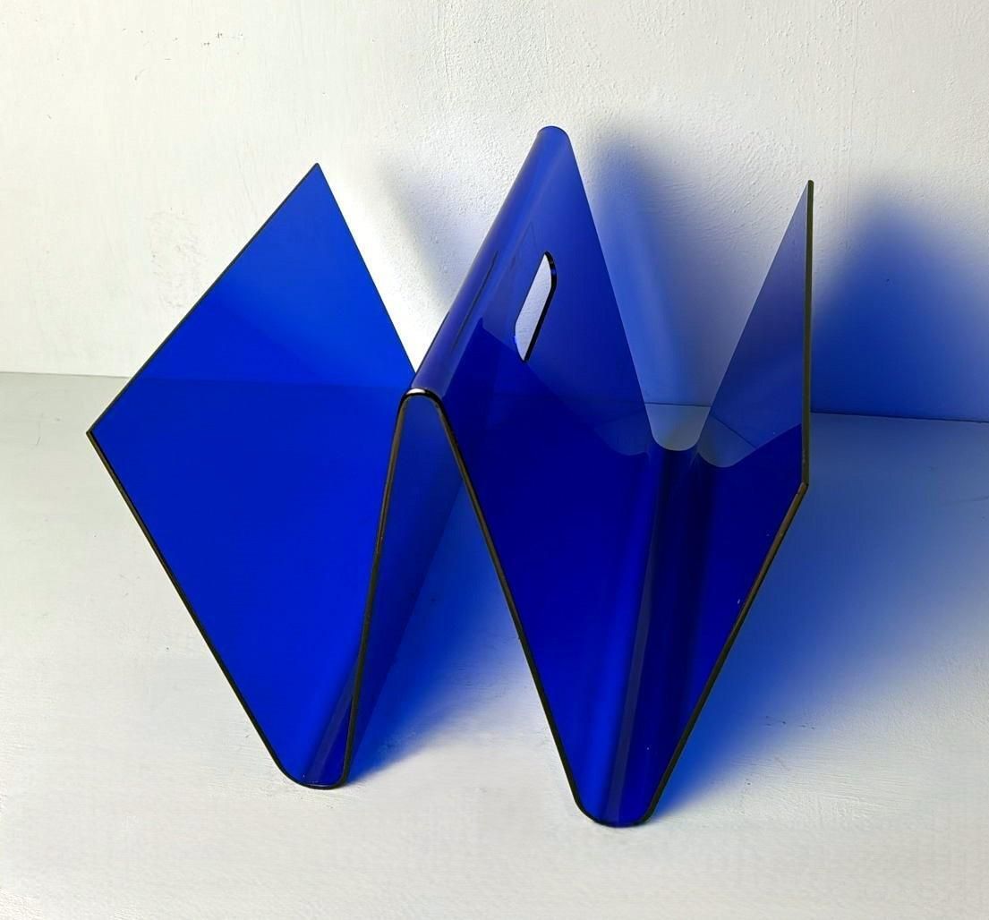 Space Age Style  Italian Blue Plexiglass Magazine Rack photo Home Decor