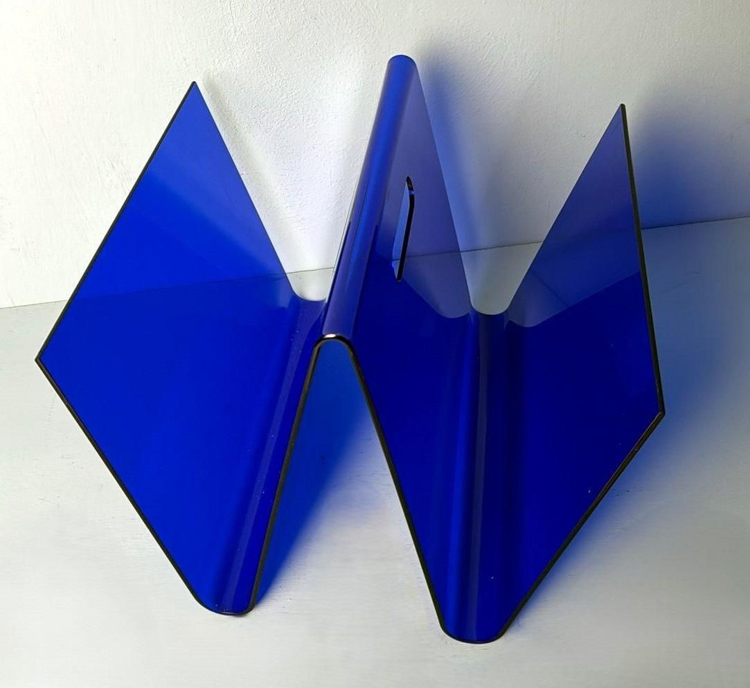 Space Age Style  Italian Blue Plexiglass Magazine Rack photo buy