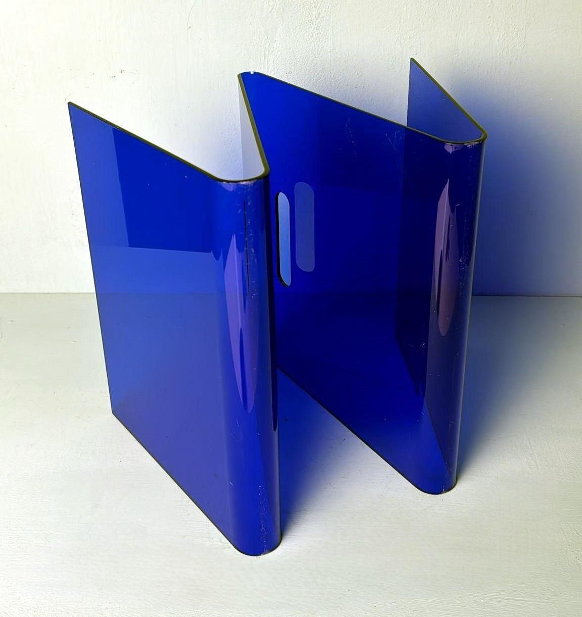 Home Decor Space Age Style  Italian Blue Plexiglass Magazine Rack photo