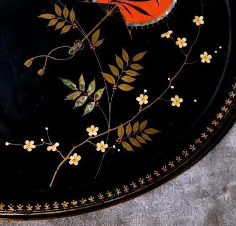 photo buy Napoleon III Style French "Chinoserie" Hand Painted Metal Tray