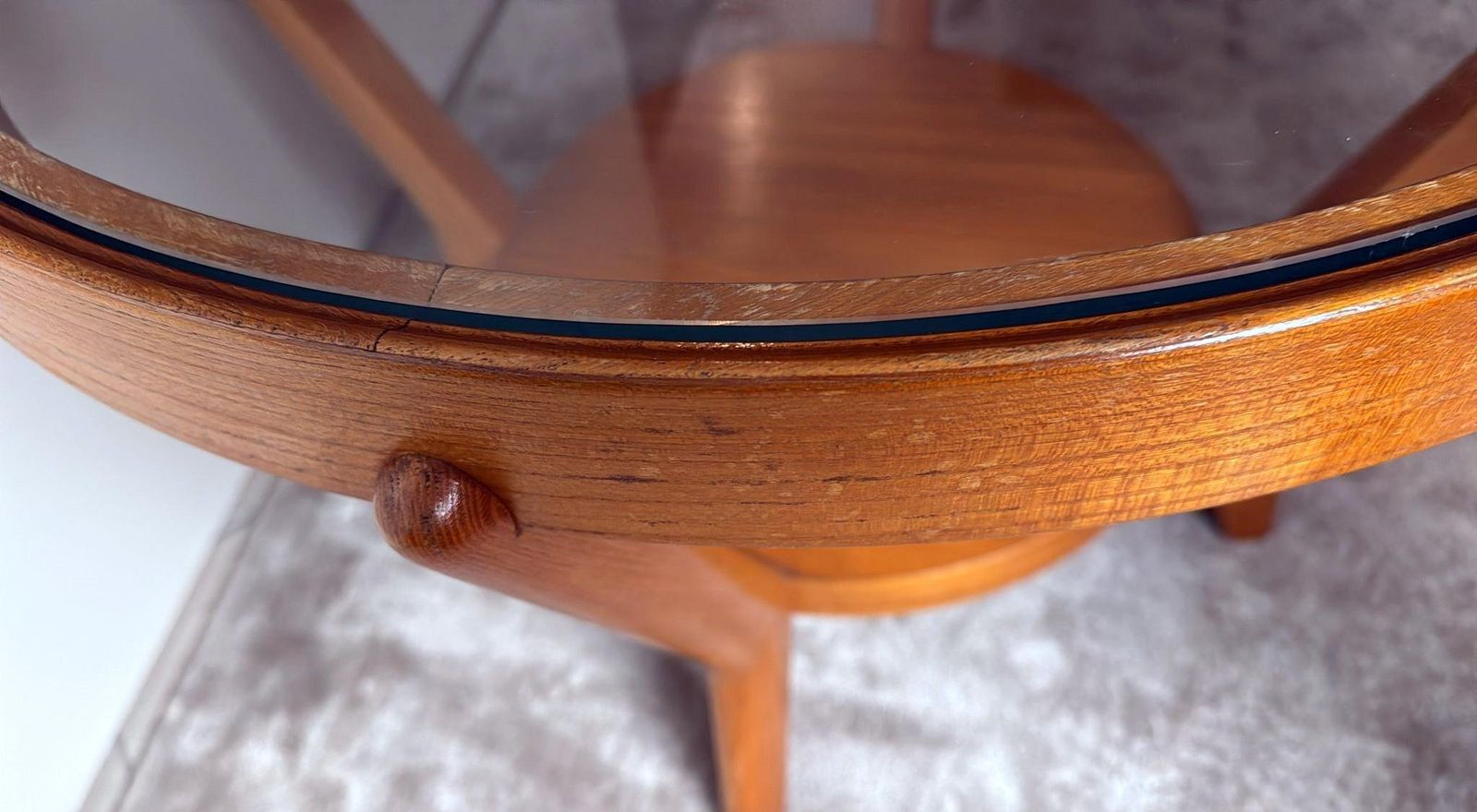 photo buy Halabala Style Czechoslovak Round Wooden And Glass Coffee Table